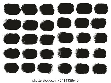 Round Sponge Thick Artist Brush Straight Lines Hand Drawn High Detail Abstract Vector Background Set 