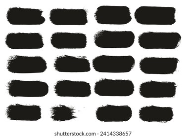 Round Sponge Thick Artist Brush Straight Lines Hand Drawn High Detail Abstract Vector Background Set 