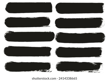 Round Sponge Thick Artist Brush Straight Lines Hand Drawn High Detail Abstract Vector Background Set 