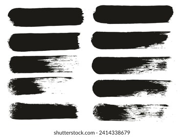 Round Sponge Thick Artist Brush Straight Lines Hand Drawn High Detail Abstract Vector Background Set 