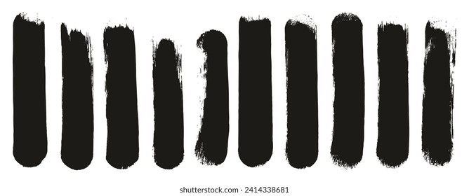 Round Sponge Thick Artist Brush Straight Lines Hand Drawn High Detail Abstract Vector Background Set 
