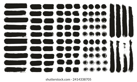 Round Sponge Thick Artist Brush Straight Lines Hand Drawn High Detail Abstract Vector Background MEGA Set 