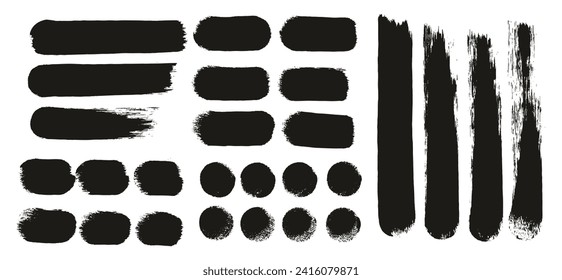 Round Sponge Thick Artist Brush Straight Lines Hand Drawn Detail Abstract Vector Background MEGA Set 