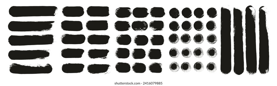 Round Sponge Thick Artist Brush Straight Lines Hand Drawn Detail Abstract Vector Background MEGA Set 