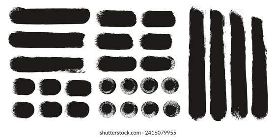 Esponja redonda Espesor Artista Pincel Líneas rectas Mano Dibujar Detalle Resumen Fondo del vector MEGA Set 