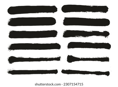 Round Sponge Thin Artist Brush Straight Lines High Detail Abstract Vector Background Set 