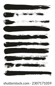 Esponja redonda Pincel de artista delgado Líneas rectas de alto detalle Resumen conjunto de fondo del vector 