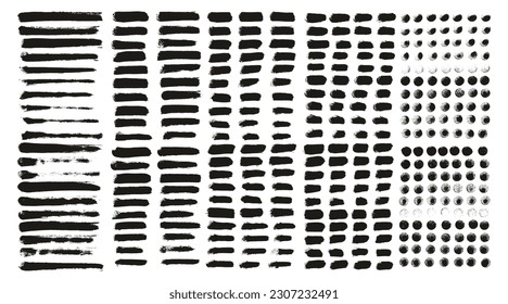 Rundschwingenbrush mit glattem Rund-Spontanzauber, stramme Linien, abstrakter Vektorhintergrund MEGA Set 