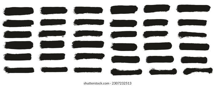 Round Sponge Thin Artist Brush Straight Lines High Detail Abstract Vector Background Set 