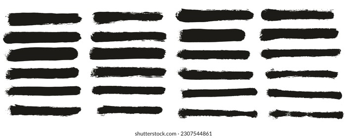 Round Sponge Thin Artist Brush Straight Lines High Detail Abstract Vector Background Set 