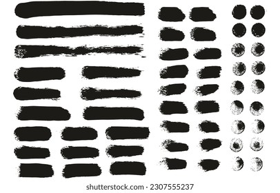 Esponja redonda Pincel de artista delgado Líneas rectas de alto detalle Resumen Fondo del vector MEGA Set 