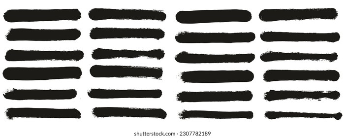 Round Sponge Thin Artist Brush Straight Lines High Detail Abstract Vector Background Set 