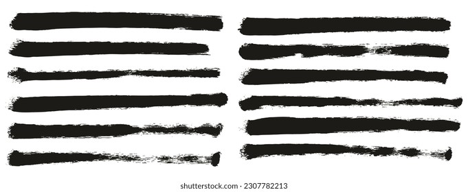 Round Sponge Thin Artist Brush Straight Lines High Detail Abstract Vector Background Set 