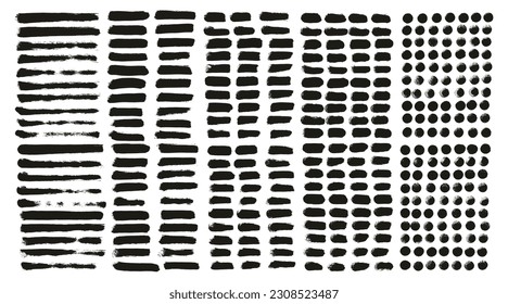 Round Sponge Thin Artist Brush Straight Lines High Detail Abstract Vector Background MEGA Set 