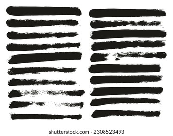 Round Sponge Thin Artist Brush Straight Lines High Detail Abstract Vector Background Set 