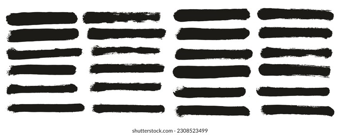 Round Sponge Thin Artist Brush Straight Lines High Detail Abstract Vector Background Set 
