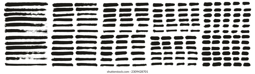 Esponja redonda Pincel de artista delgado Líneas rectas de alto detalle Resumen Fondo del vector MEGA Set 