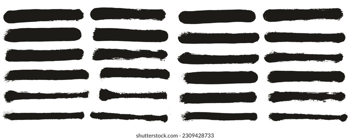 Rundschwamm-Dünner-Brush-Straight Lines Abstraktes Vektorhintergrundsatz-Set mit hoher Detailgenauigkeit 