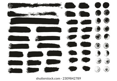 Esponja redonda Pincel de artista delgado Líneas rectas de alto detalle Resumen Fondo del vector MEGA Set 