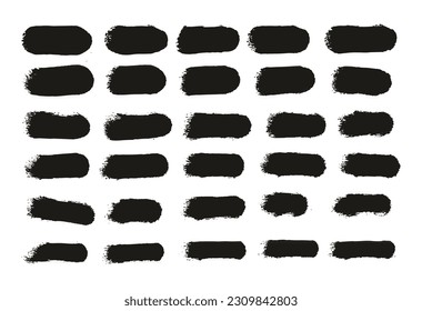 Round Sponge Thin Artist Brush Straight Lines High Detail Abstract Vector Background Set 