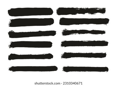 Round Sponge Thin Artist Brush Straight Lines High Detail Abstract Vector Background Set 