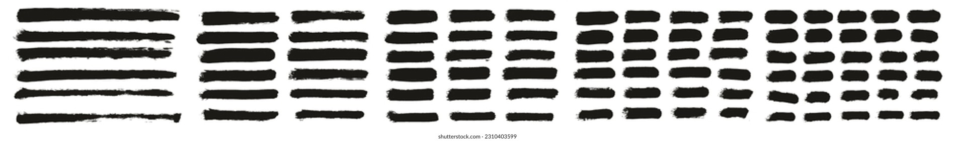Esponja redonda Pincel de artista delgado Líneas rectas de alto detalle Resumen Fondo del vector MEGA Set 