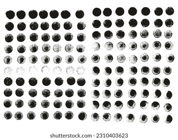 Round Sponge Thin Artist Brush Straight Lines High Detail Abstract Vector Background Set 