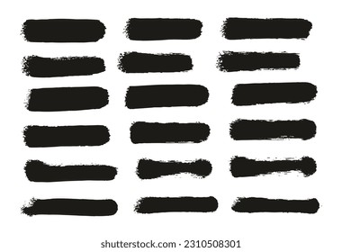 Round Sponge Thin Artist Brush Straight Lines High Detail Abstract Vector Background Set 