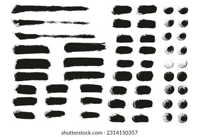 Esponja redonda Pincel de artista delgado Líneas rectas de alto detalle Resumen Fondo del vector MEGA Set 