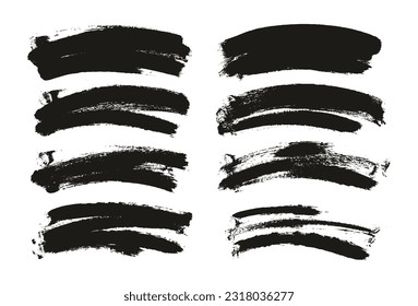 Round Sponge Thin Artist Brush Curved Background High Detail Abstract Vector Background Set 