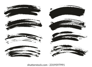 Round Sponge Thin Artist Brush Curved Background High Detail Abstract Vector Background Set 
