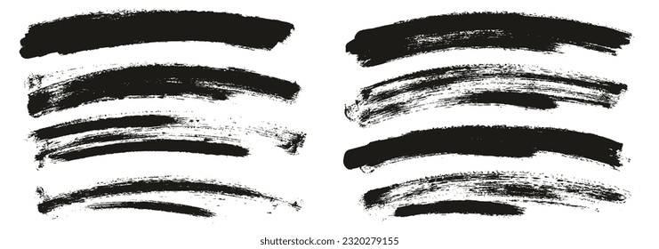 Round Sponge Thin Artist Brush Curved Background High Detail Abstract Vector Background Set 