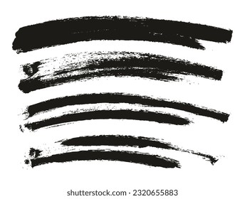 Round Sponge Thin Artist Brush Curved Background High Detail Abstract Vector Background Set 