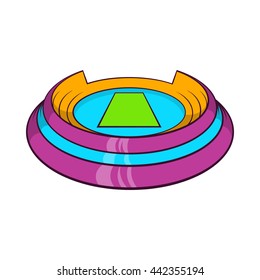 Round sports stadium icon in cartoon style isolated on white background. Sports facility symbol