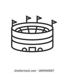 Round Sports Stadium, Linear Icon. Editable Stroke