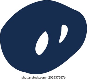 Round spot with holes. Scribble handwriting. Free-form hand-drawn oval. Dark blue flat bubble. Simple dot. Graphic element to fill space when creating patterns, templates. Asset of modern design.