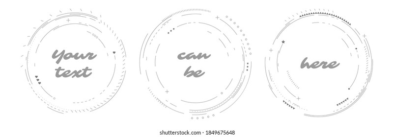 Runde Flecken von vielen gebrochenen Linien und kleinen Teilchen. Design-Element.