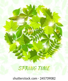 round spring background from leaves. vector illustration