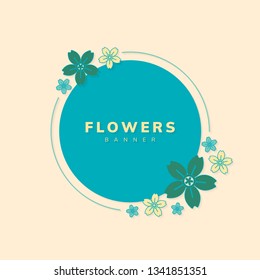 Round spring flower badge vector