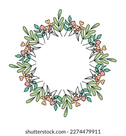 round spring frame made of doodle twigs and flowers