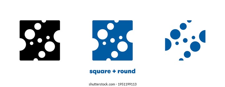Round and Square. Abstract logo design. Round and square creative vector logo template. Silhouette and colorful set.
