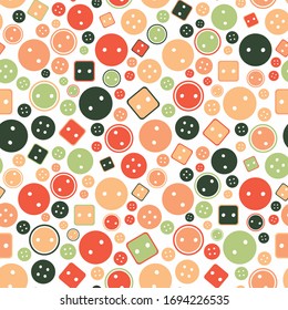 Round and square buttons seamless vector pattern. Sewing themed surface print design. For fabrics, stationery and packaging.