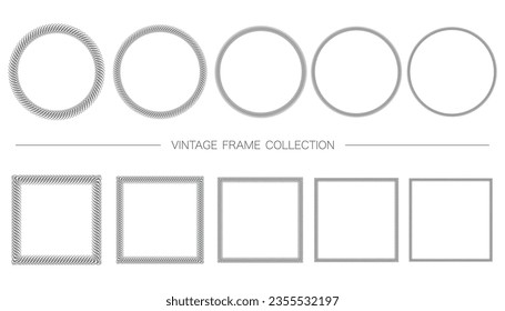 Marco Vintage Decorativo, Redondo Y Cuadrado, Aislado En Un Fondo Blanco. Ilustración vectorial