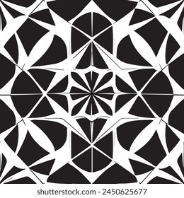 Round, square, dotted, floral, and beautiful ancient geometric patterns adorn simple black and white symmetrical textures.