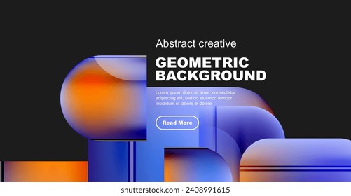 Round square geometric abstract background