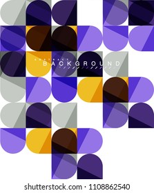 Round square geometric shapes on white, tile mosaic abstract background. Vector artistic illustration for presentation, app wallpaper, banner or poster