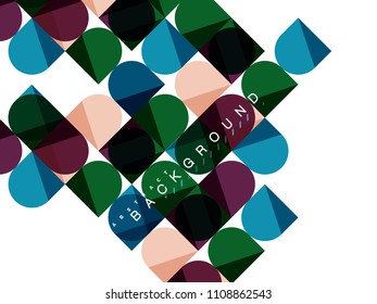 Round square geometric shapes on white, tile mosaic abstract background. Vector artistic illustration for presentation, app wallpaper, banner or poster