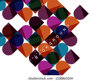 Round square geometric shapes on white, tile mosaic abstract background. Vector artistic illustration for presentation, app wallpaper, banner or poster
