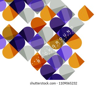 Round square geometric shapes on white, tile mosaic abstract background. Vector artistic illustration for presentation, app wallpaper, banner or poster