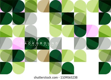 Round square geometric shapes on white, tile mosaic abstract background. Vector artistic illustration for presentation, app wallpaper, banner or poster